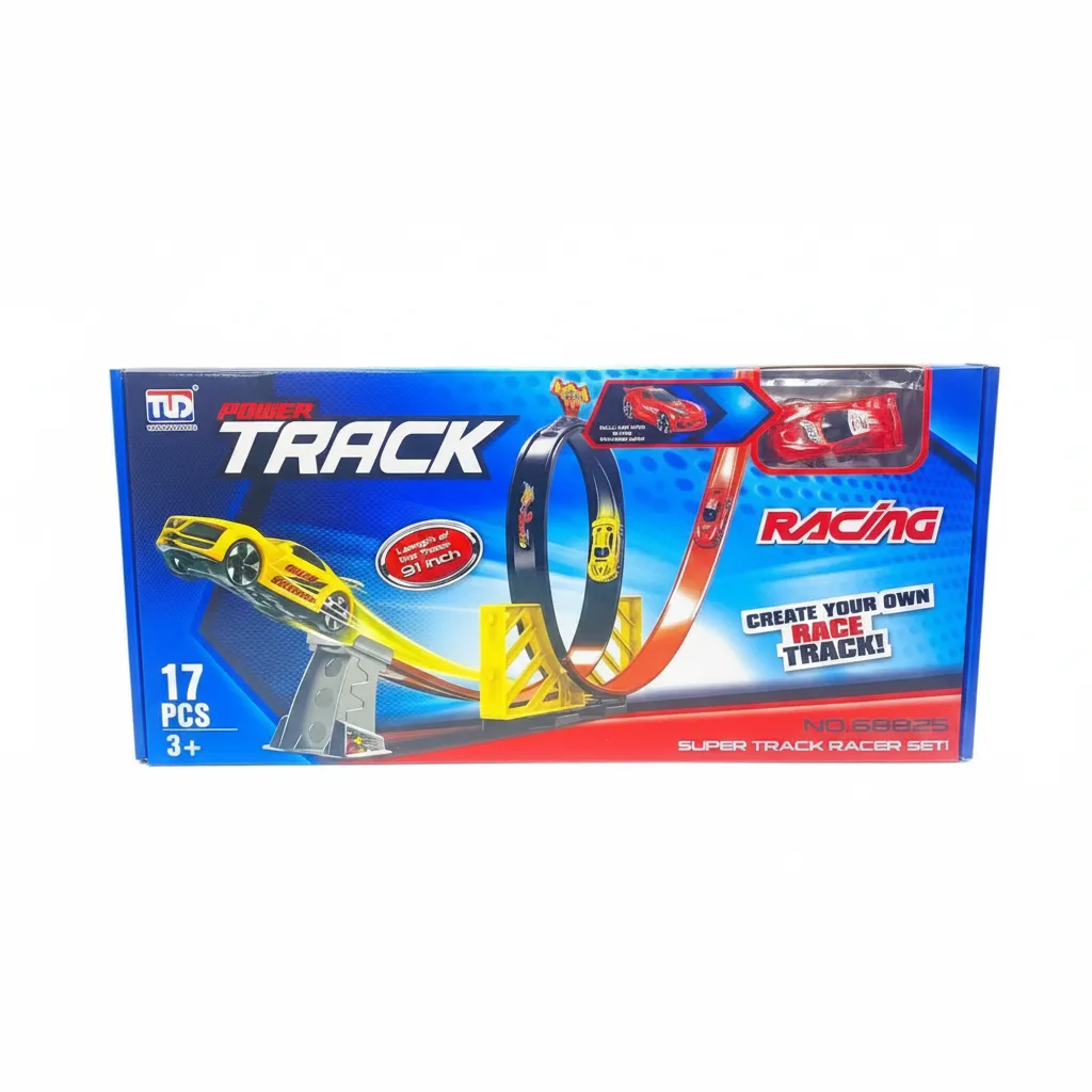 Power Track Racing Car Set - 17 Piece Customizable Track for Kids