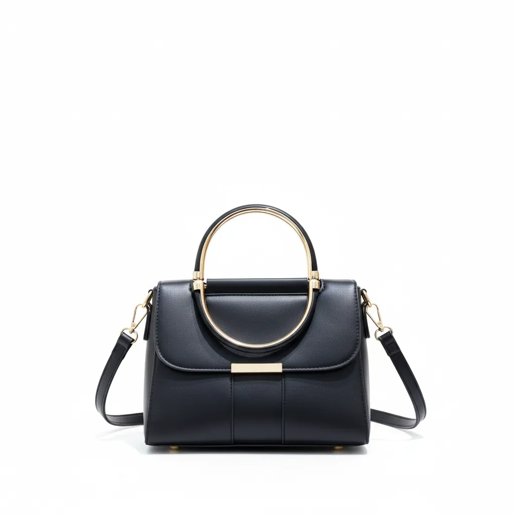 LaMara Paris Eridot structured Handbags with Metallic Handle - Black