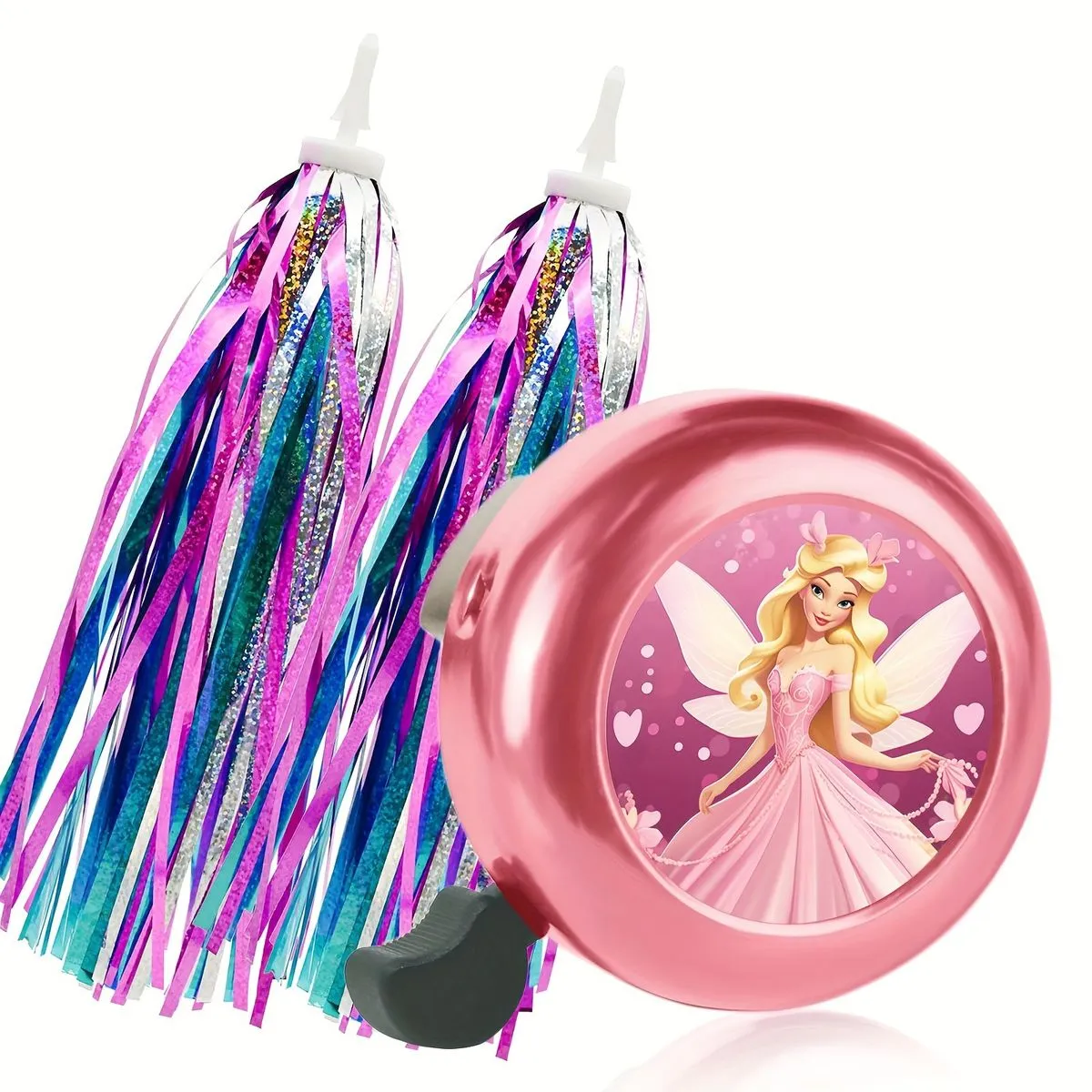 Children's Bicycle Bells and Tassel Ribbons, Children's Bicycle Accessories - Pink, Purple