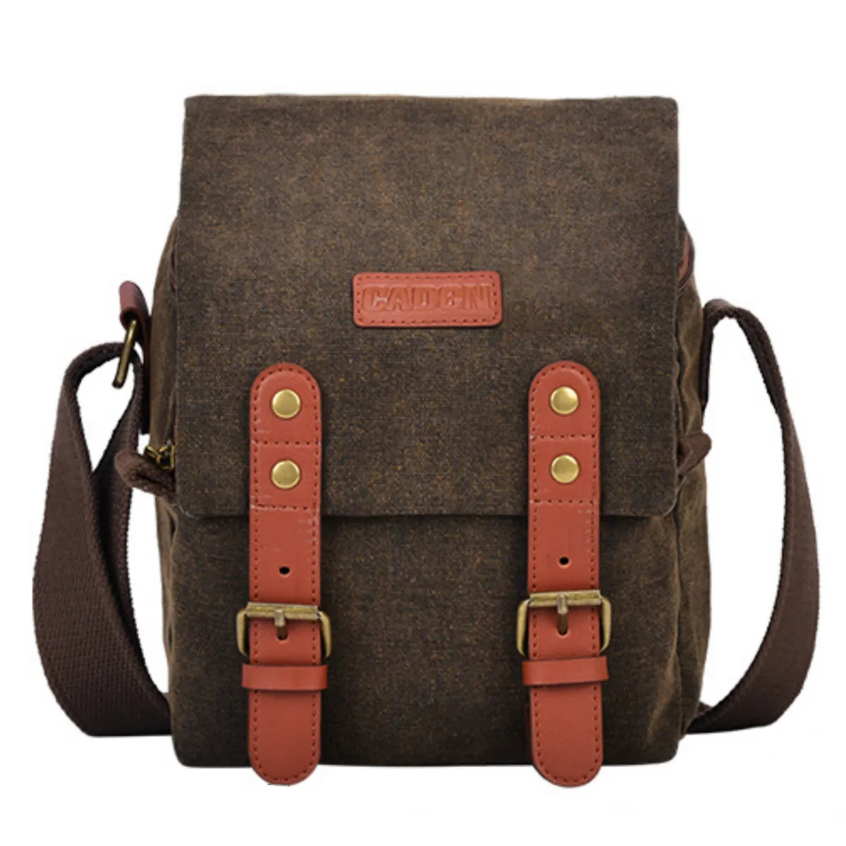Compact Canvas Camera Shoulder Bag Case Waterproof for Nikon Canon Sony - Brown