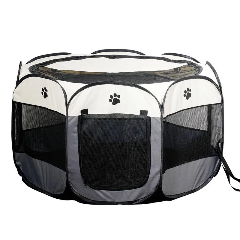 Grey Foldable Portable Pet Playpen Pet Exercise Pen Pet Tent Playground