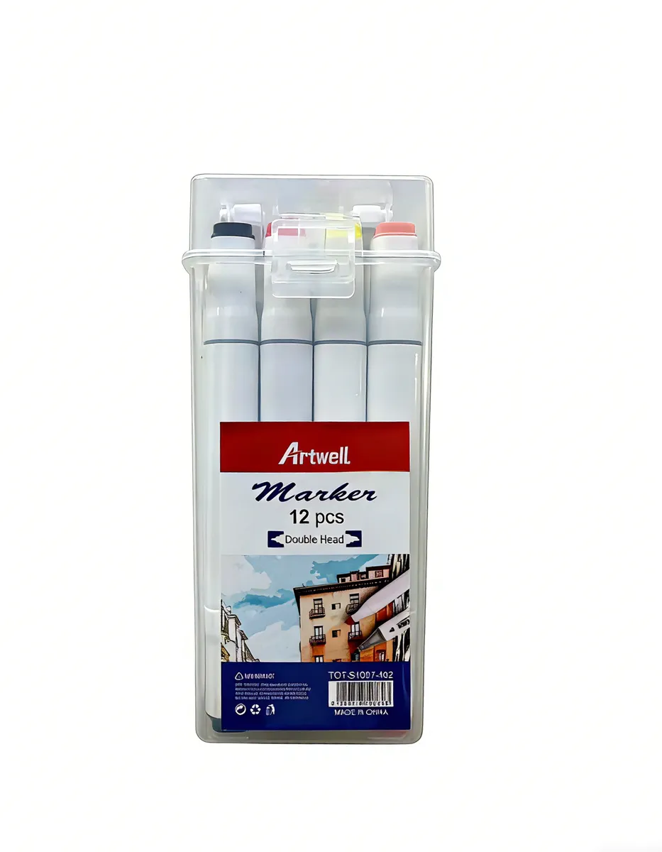 Artwell 12-Piece Double-Head Marker Set - Fine/Broad Nibs for Sketching
