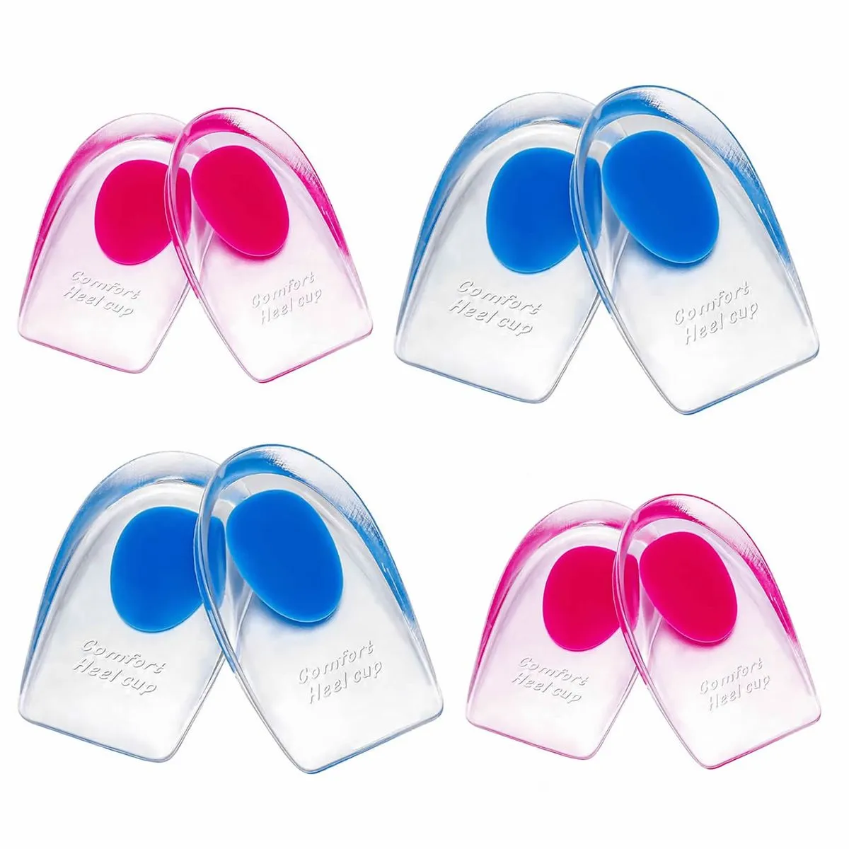 4Pairs Gel Heel Pads for Achilles Tendonitis & Plantar Fasciitis Relief