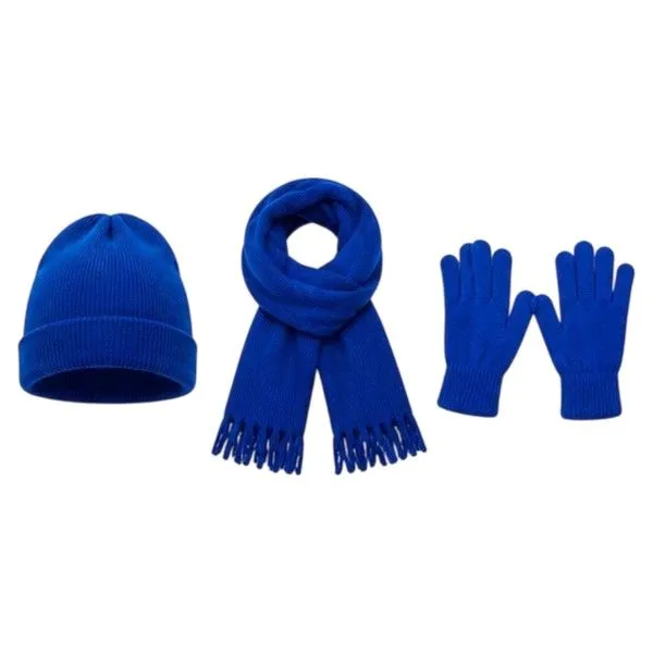 Kids Winter Beanie Scarf and Gloves Set - Blue