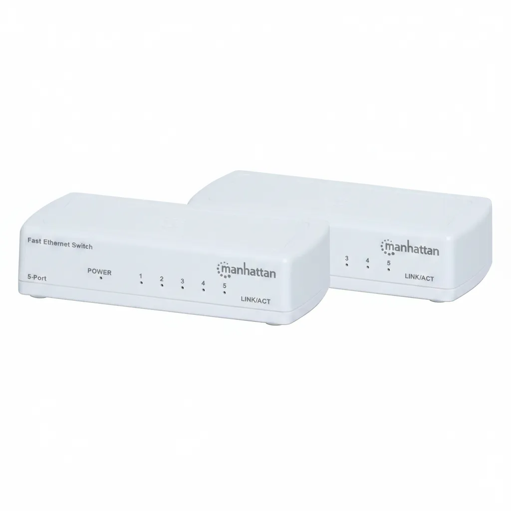 Manhattan 5 Port Fast Ethernet Switch - 10/100 Mbps Network Hub - 2 Pack
