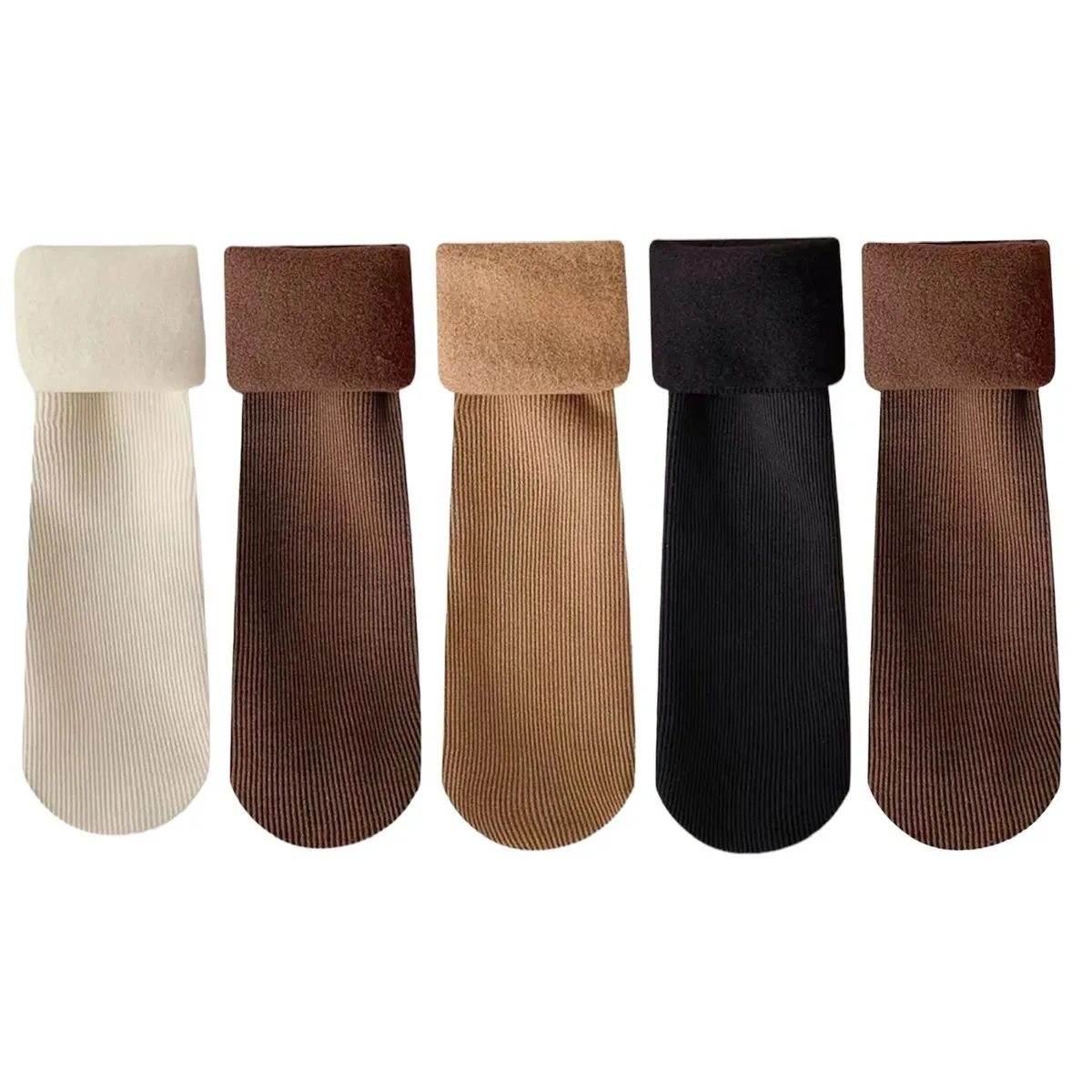 5 Pairs Womens Thickened Fleece- Lined Socks