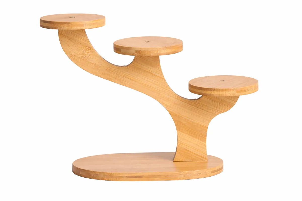 POU Elegant 3-Tier Bamboo Plant Stand - Modern Indoor Display Shelf