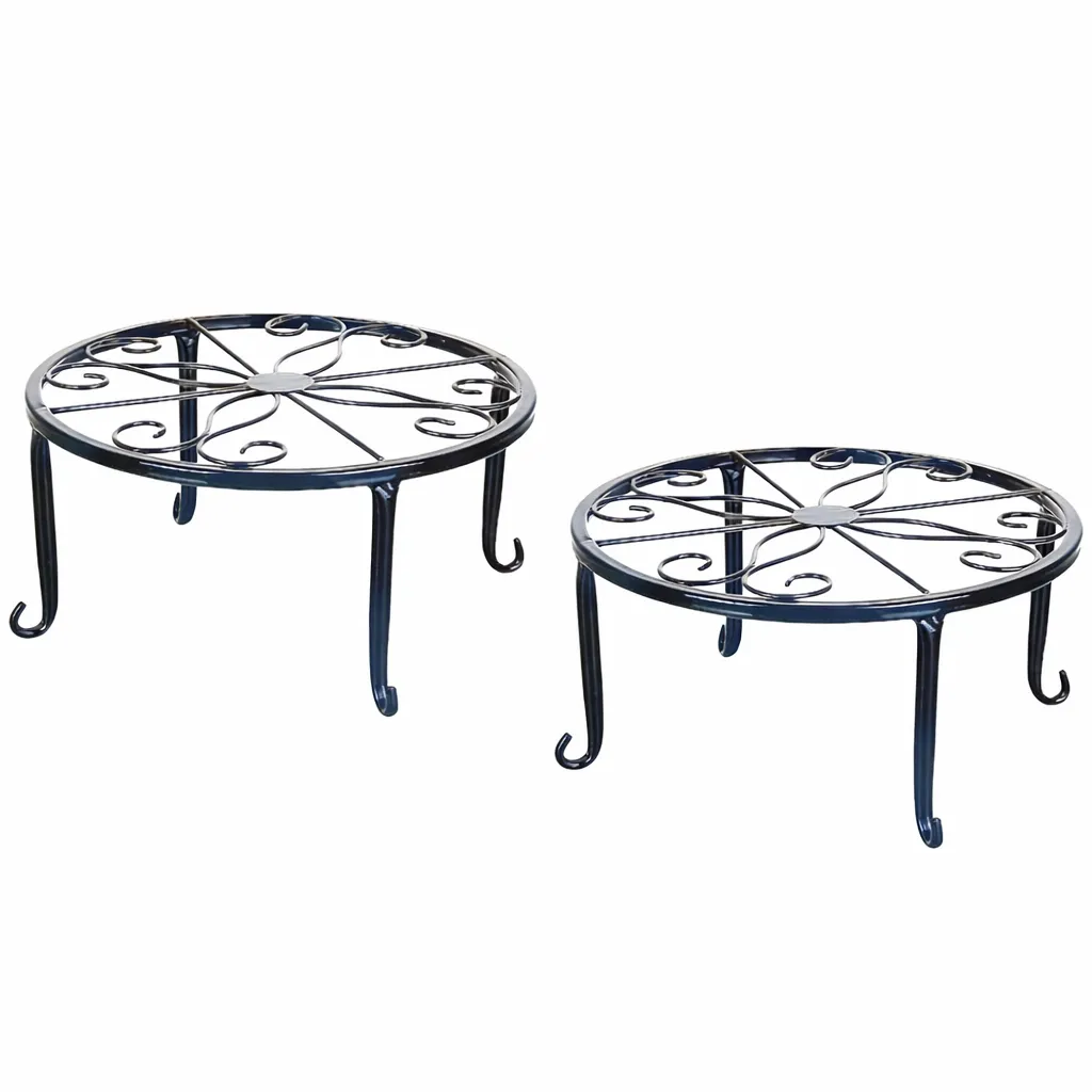 2 Pack 9" Metal Plant Stand, Heavy Duty Flower Pot Holder Indoor Outdoor - Black
