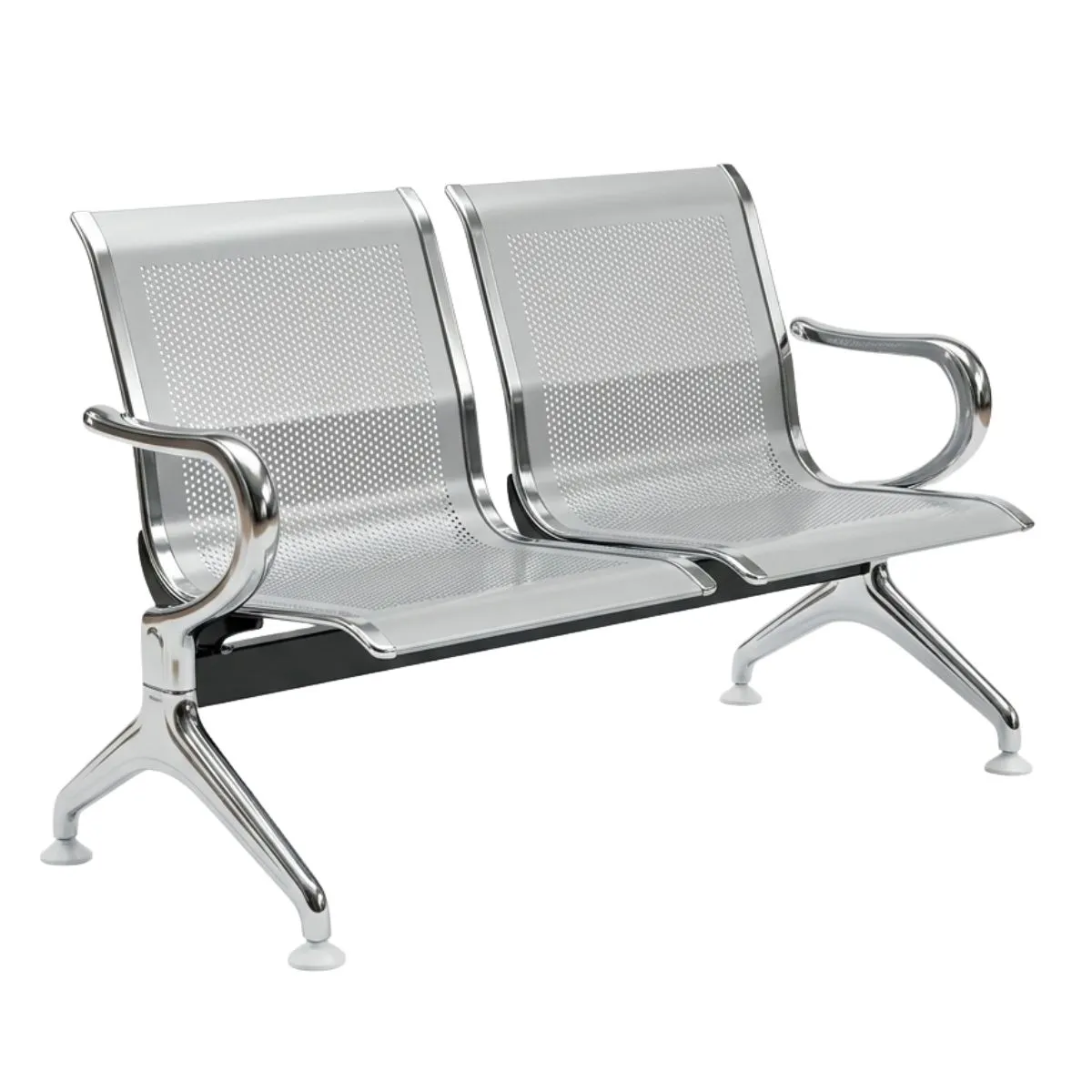 SMTE - S-502 Steel Waiting Bench Office Chair 2 Seater - Silver