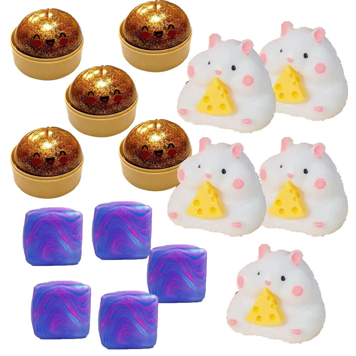 15 pack Steamed Buns, Rubik's Cube, adorable hamster toy,stress relief ball