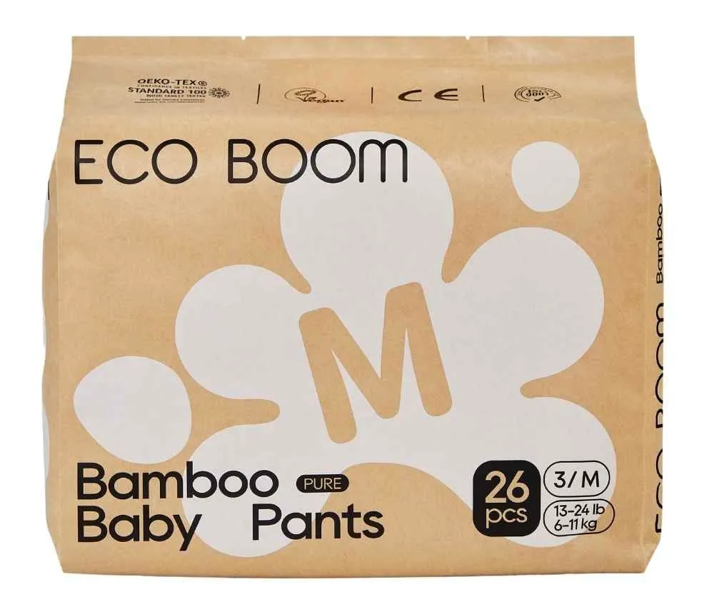 Eco Boom Joy Biodegradable Bamboo Pull Up Pants - Medium 26 Pack