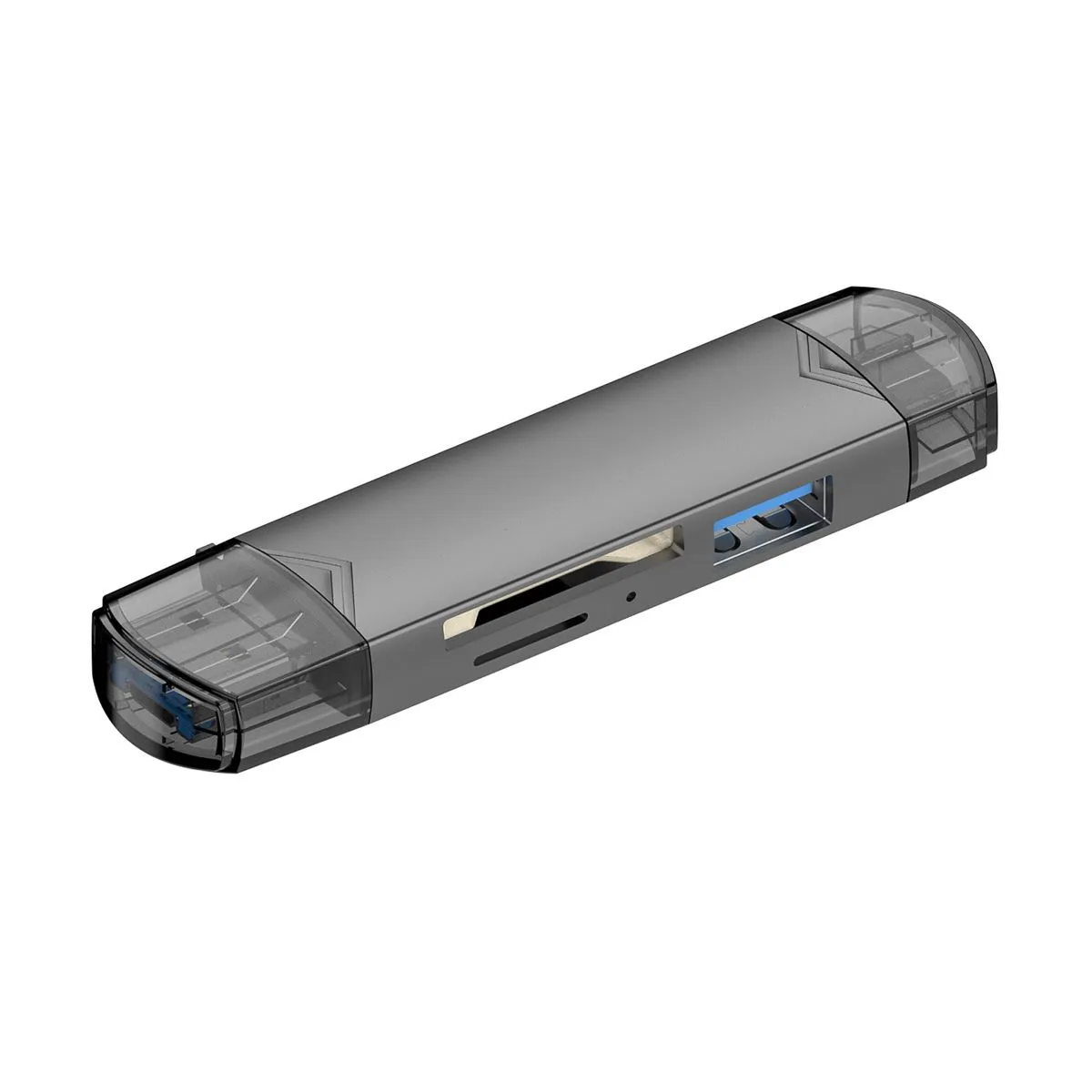 Seminer 6-in-1 USB-C OTG Hub Card Reader Gray 9x2.5x1.1cm - Grey