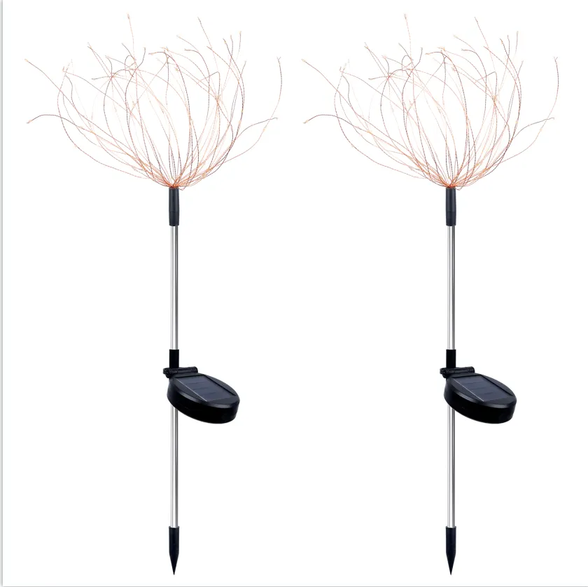 Garden Decoration Solar Waterproof LED Firework Lights Garden Stake - 2 Pack - Colored light