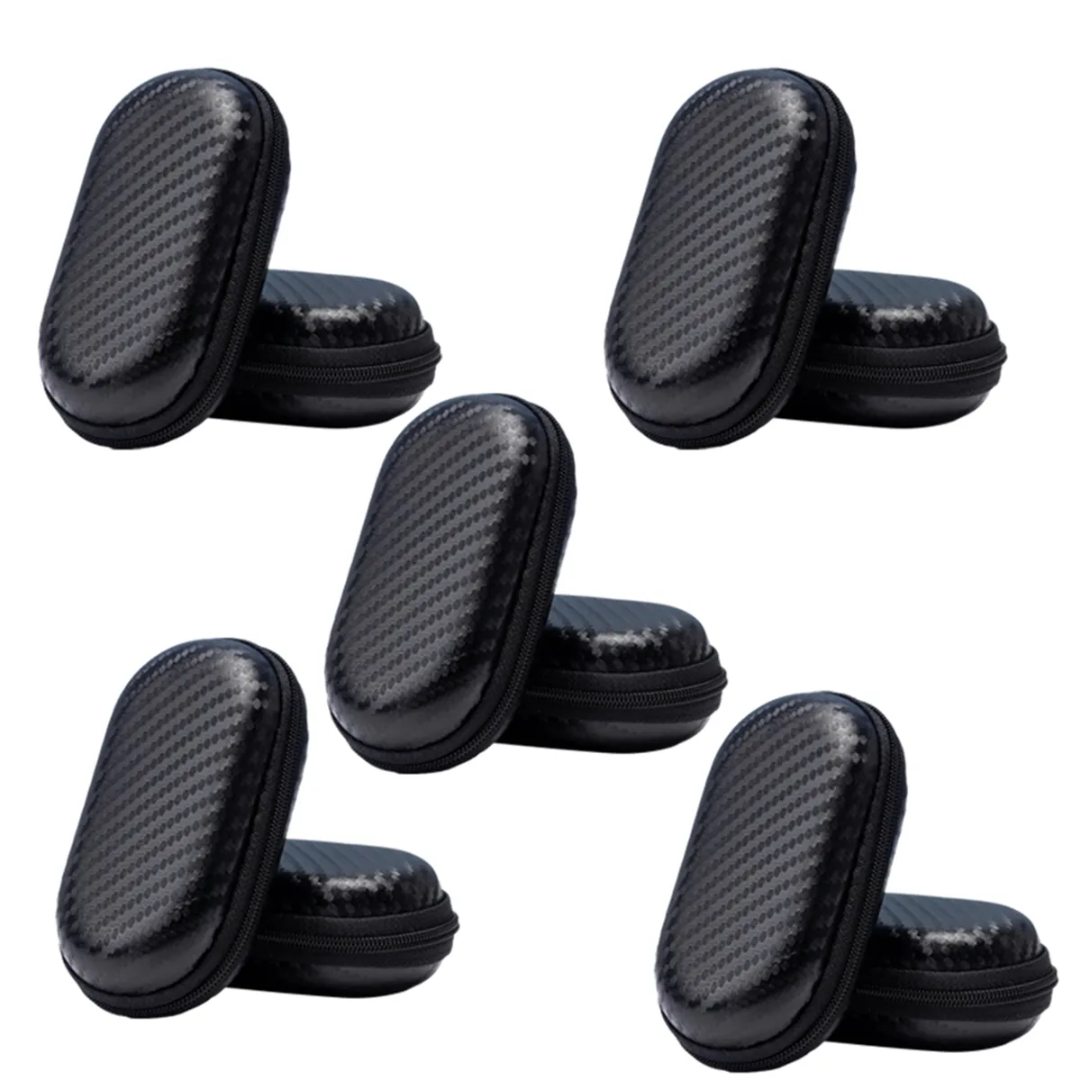 Headphone Bag Oval Headphone Storage Box Straw Mat Pattern