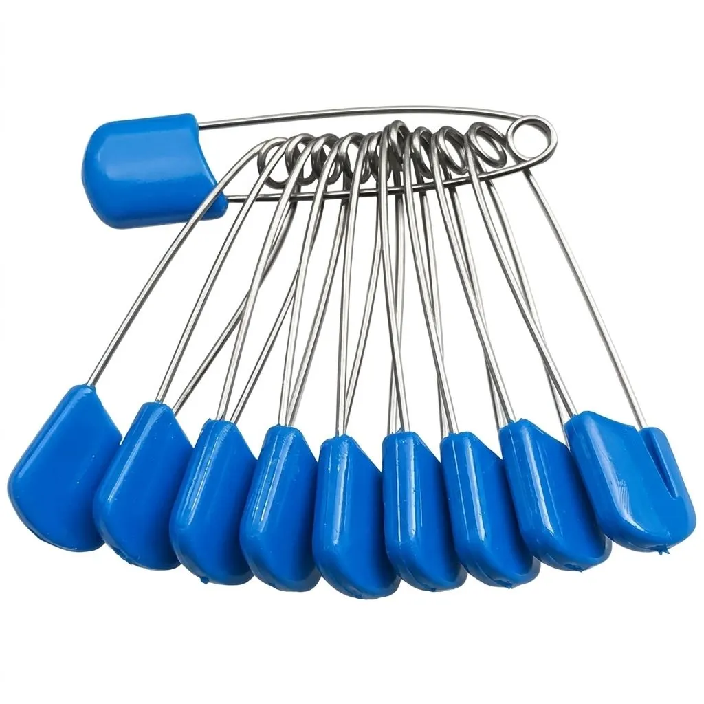 100 Pack Plastic Safety Pins Small Secure Lock Baby Sewing Fabric Multi-Use - Blue