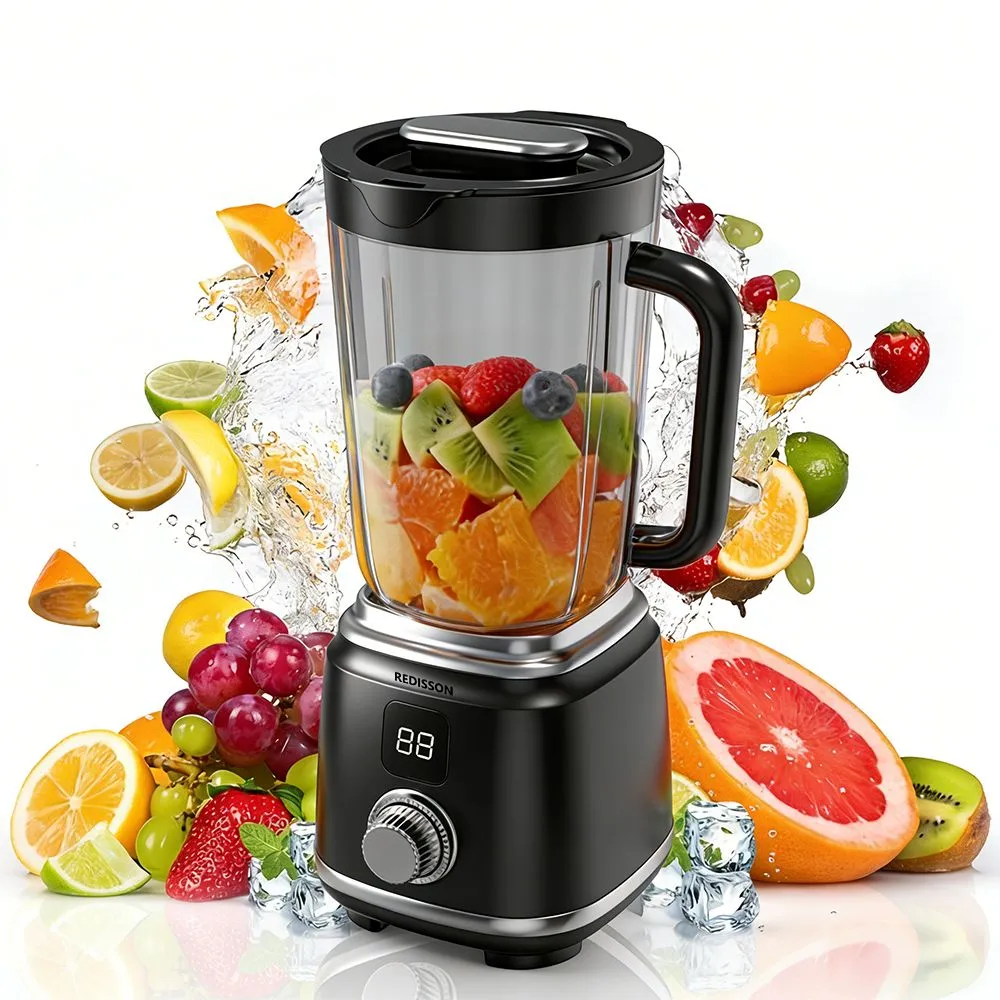 Redisson Small Home Blender, 7.4V Mini Ice Crusher with LED Display Mixer - Black