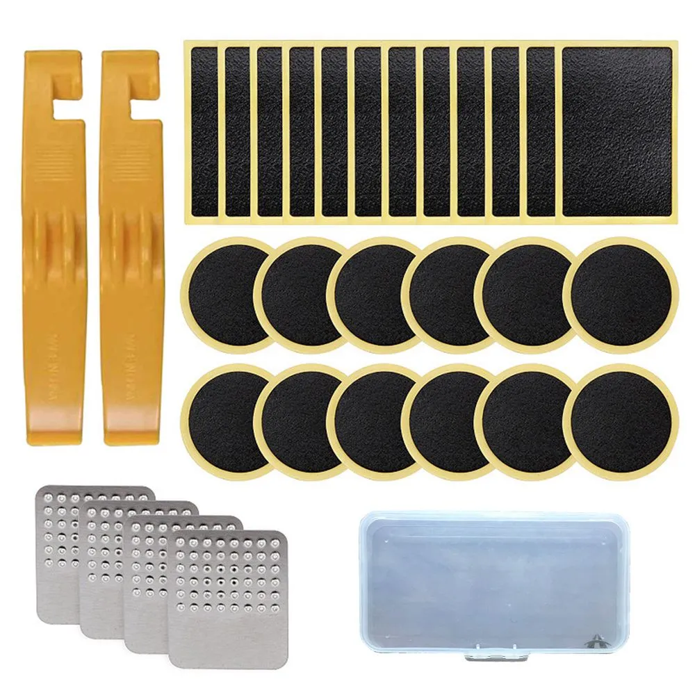Bicycle Tire Patches Puncture Repair Tools Kit with Storage Box - 31 Pieces