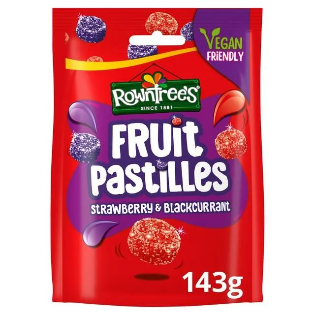 Rowntree's Fruit Pastilles Strawberry & Blackcurrant Sharing Bag 143g
