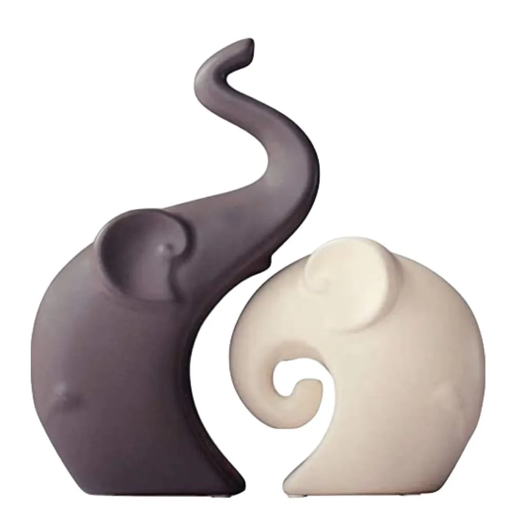 Home Ceramic Modern Elephant Couple Ornament for Indoor Decoration Set