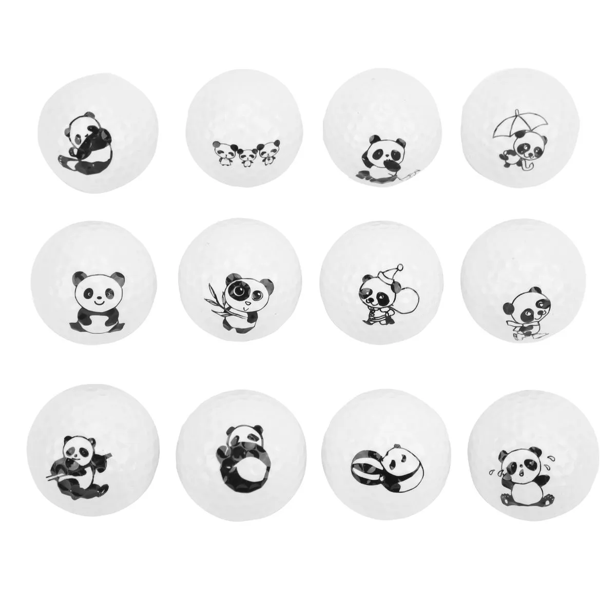 12pc Golf Balls Panda Pattern