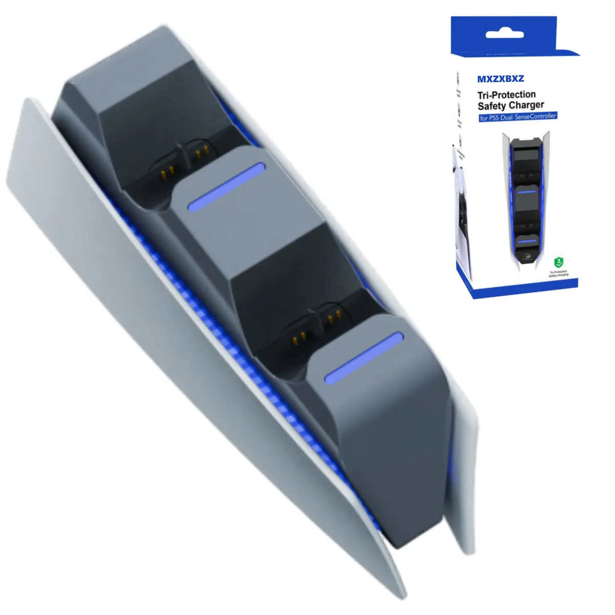 MXZXBXZ Controller Charging Station with Dual Fast Charger Dock for PS5 - Grey