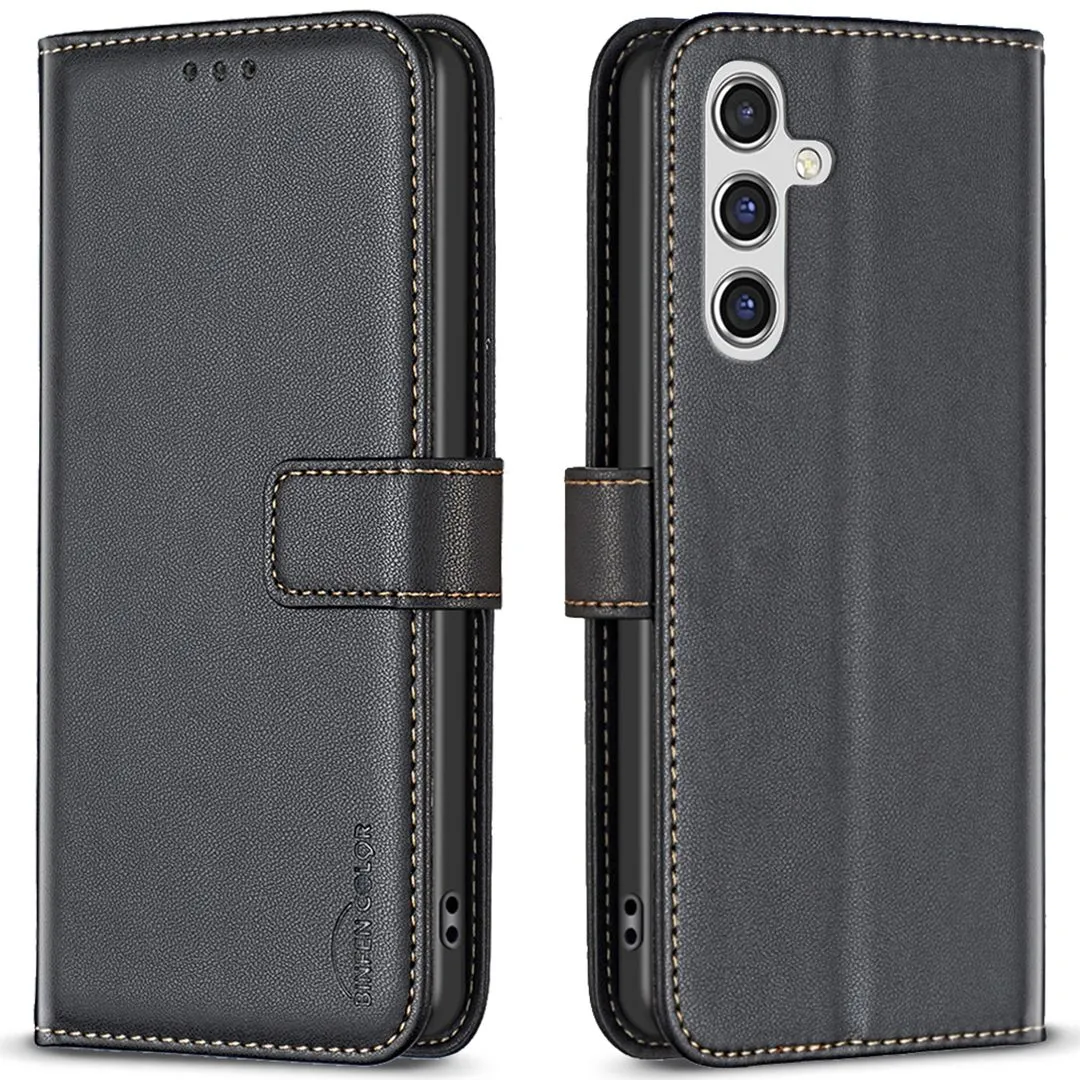 PU Leather 3 Card Slots Wallet Phone Case Compatible For Samsung Galaxy A16 - Black