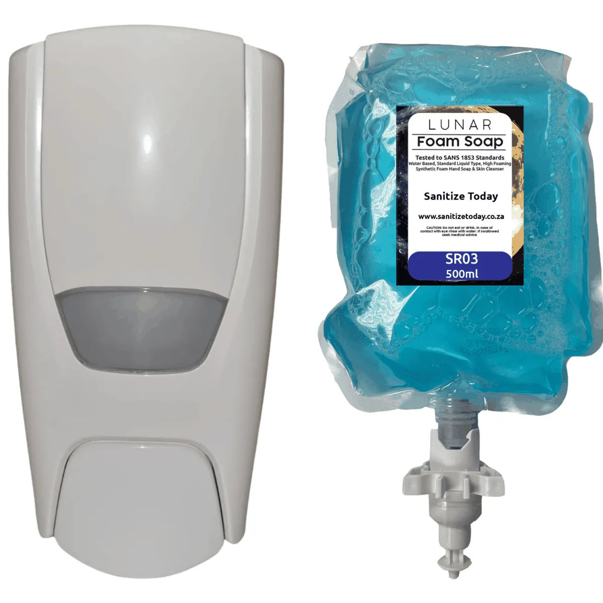 Sierra White 500ml Manual Soap Dispenser with 500ml Foam Soap Sachet
