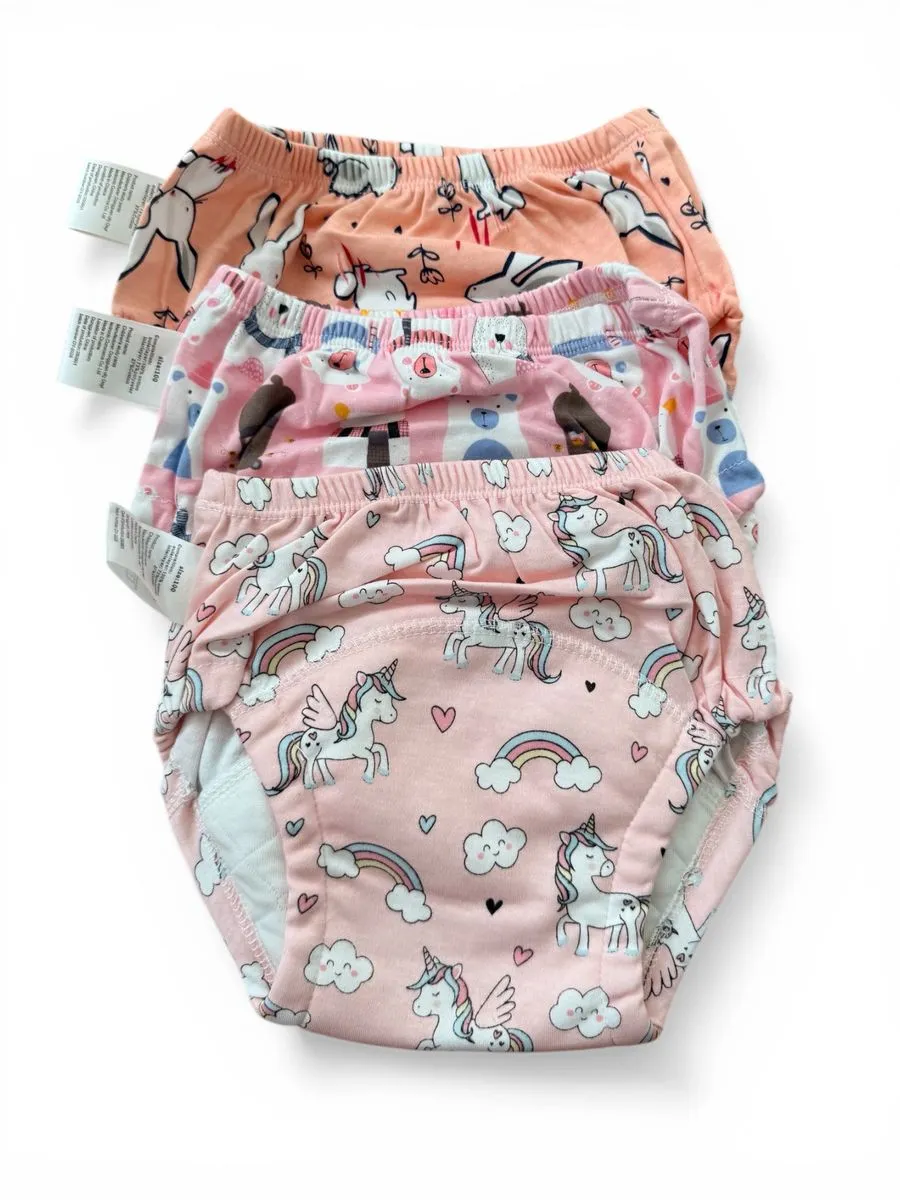 Multilayer ,waterproof potty training underwear for toddlers - Pink, Brown