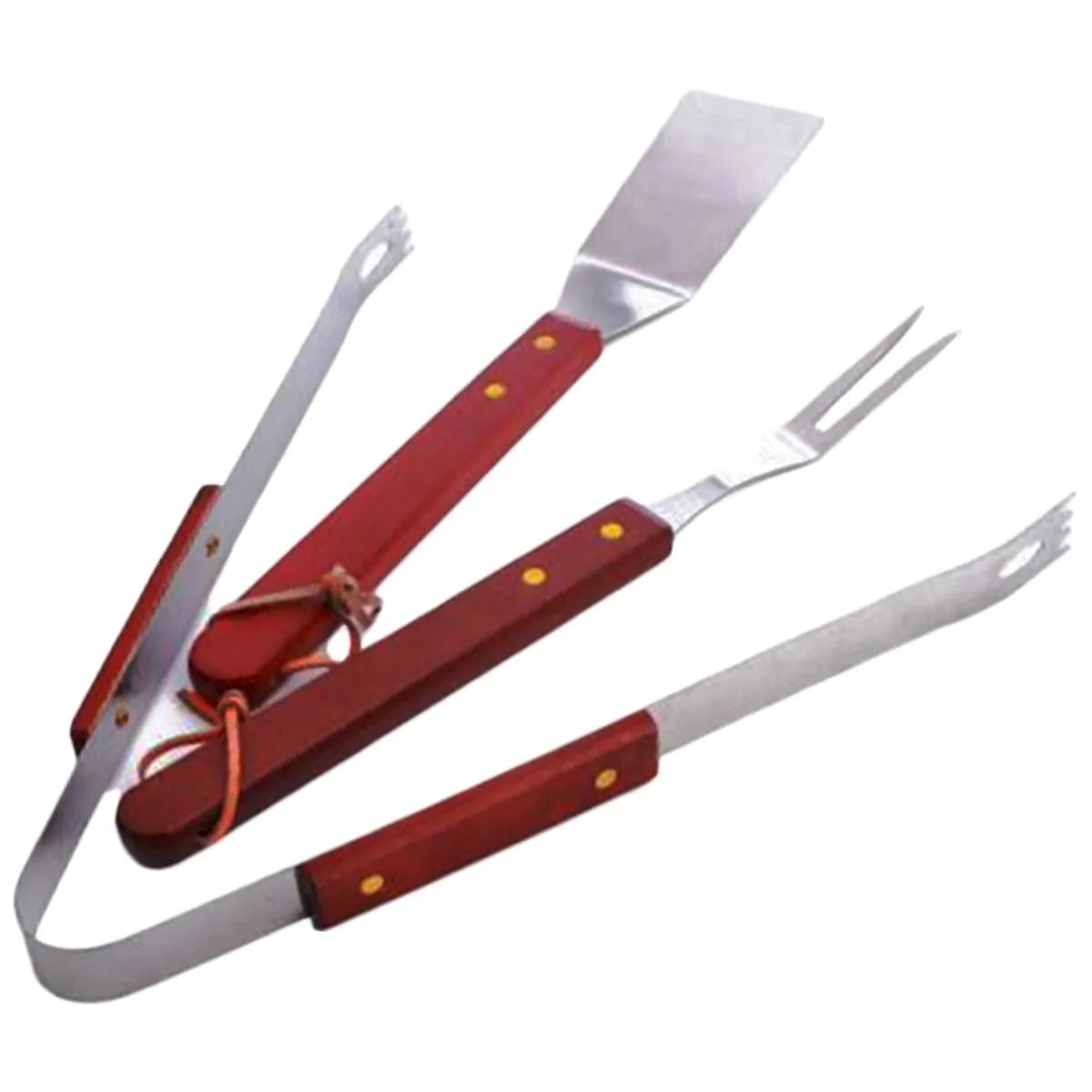 BBQ Grill Tools Set Braai Tools, 3 Piece Stainless Steel For Camping & Outdoor