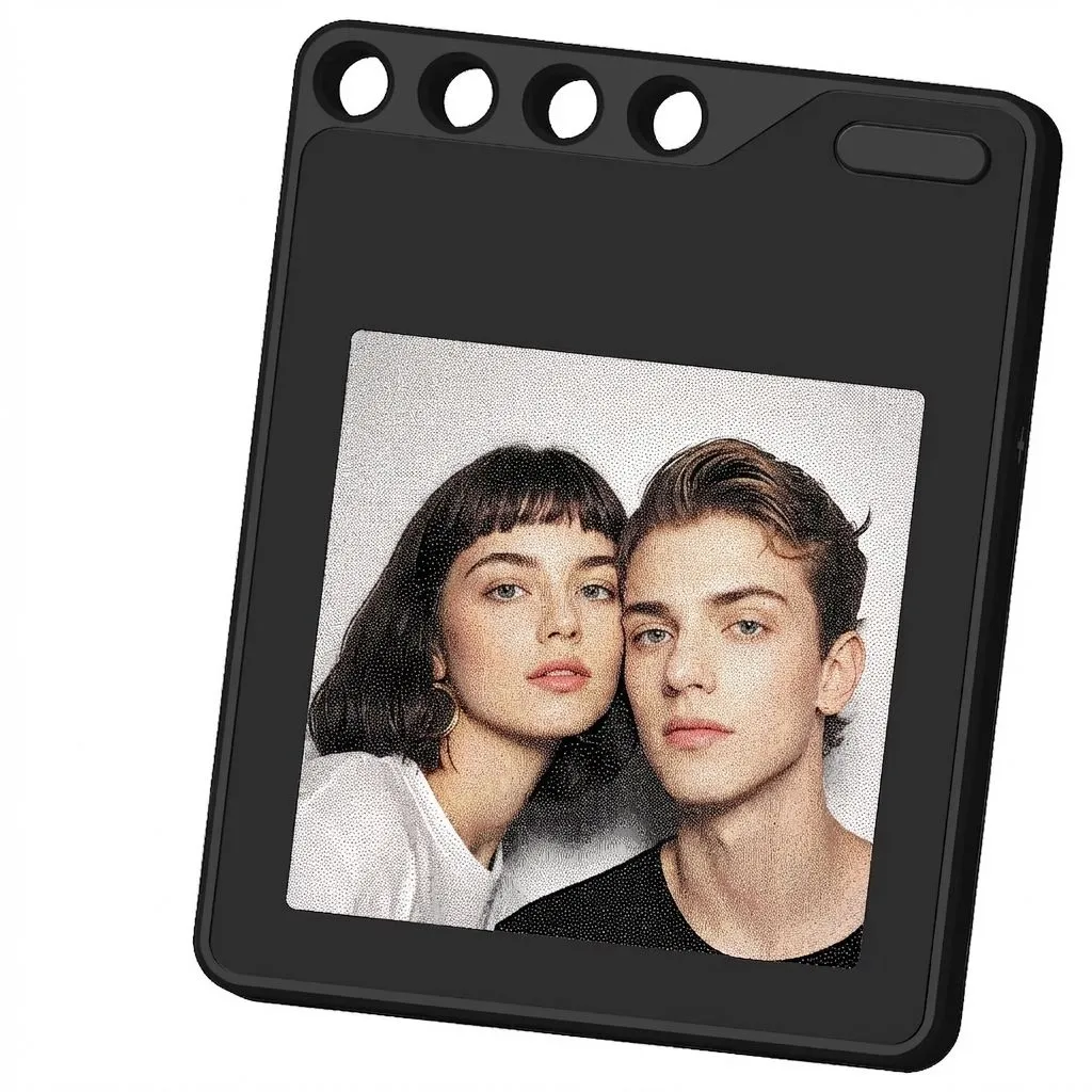 ARKIMD 4-Color 1.54" E-Ink Photo Tag:Keychain, Badge, Luggage & Pet Locator - Black