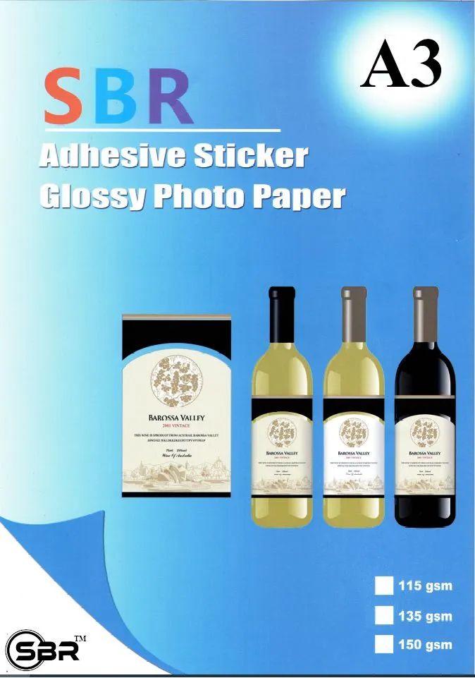 SBR A3 Self Adhesive Glossy Sticker Photo Papers - 135gsm