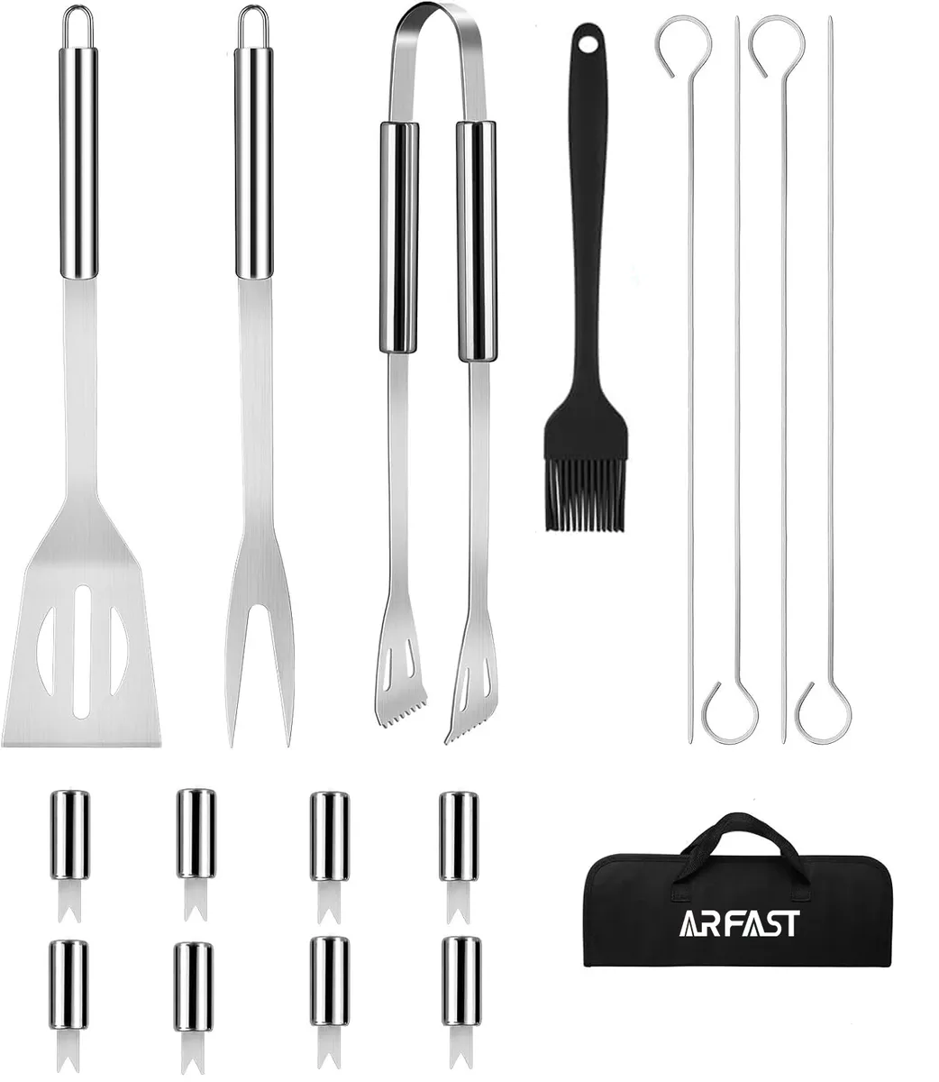 Arfast - 16 Piece Stainless Steel BBQ Grill Accessories Braai Tools Set