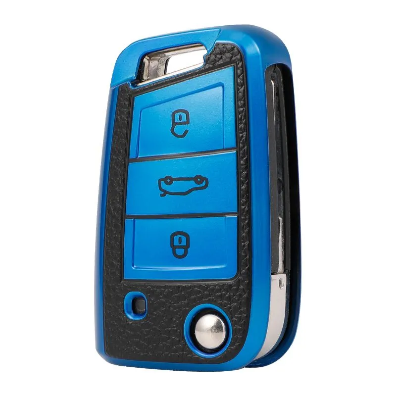 Nexon TPU Leather Key Covers - VW Design 2 - Blue