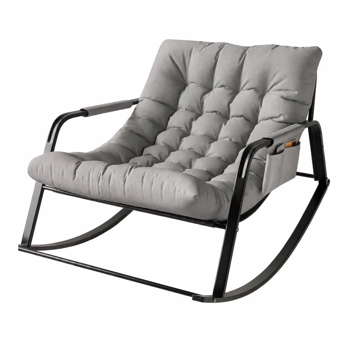 Modern Leisure Rocking Lounge Chair with Side Pocket - Grey