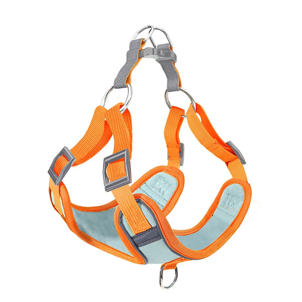 Orange & Blue Dual-Color Reflective Anti-Escape Pet Harness - L Size
