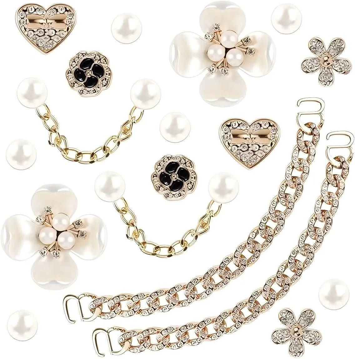 18 Piece Bling Shoe Charms for Women, Flower Pearl Clog Shoes Accessories