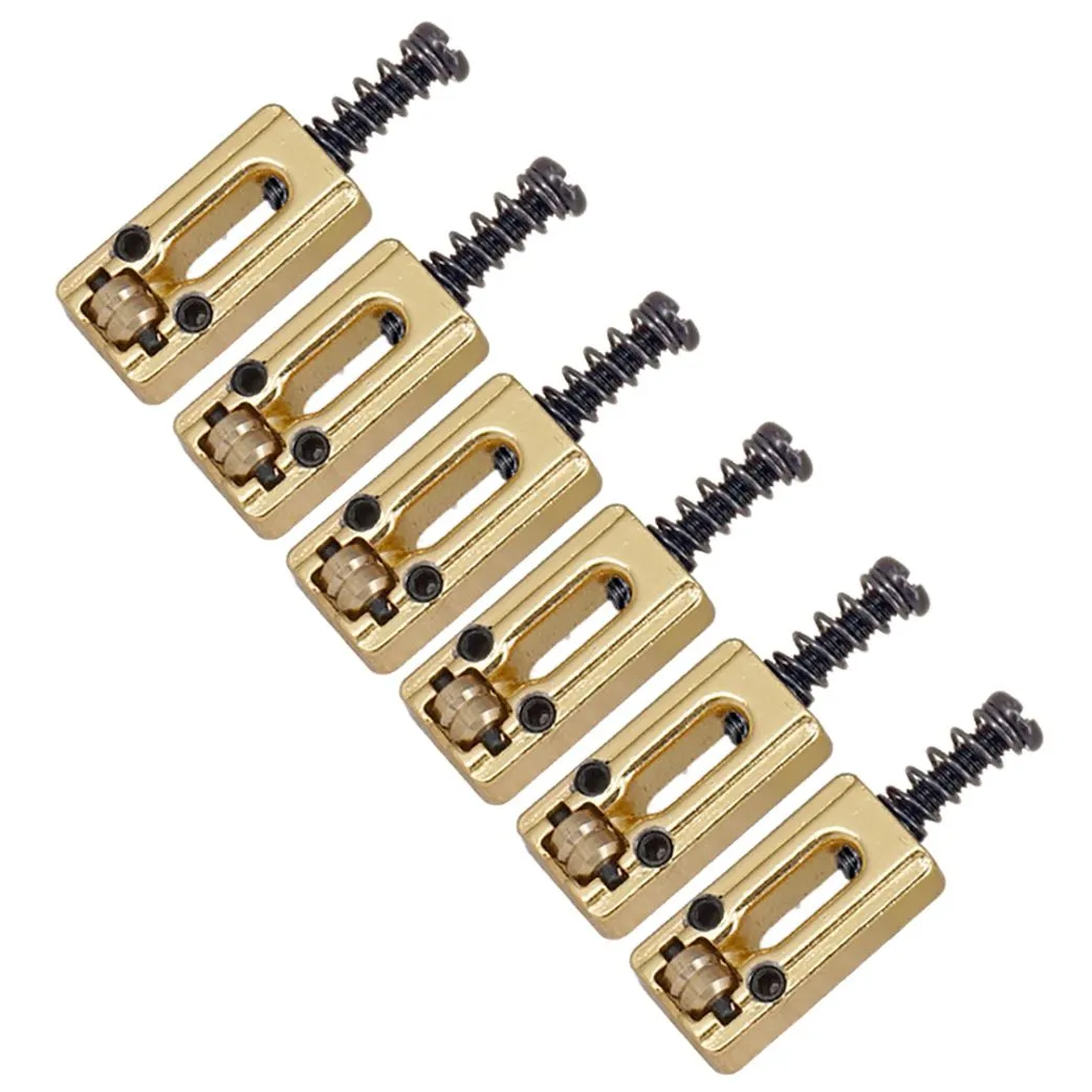 6 Pcs Metal Guitar Bridge Saddle for Electric Guitar Parts,Gold