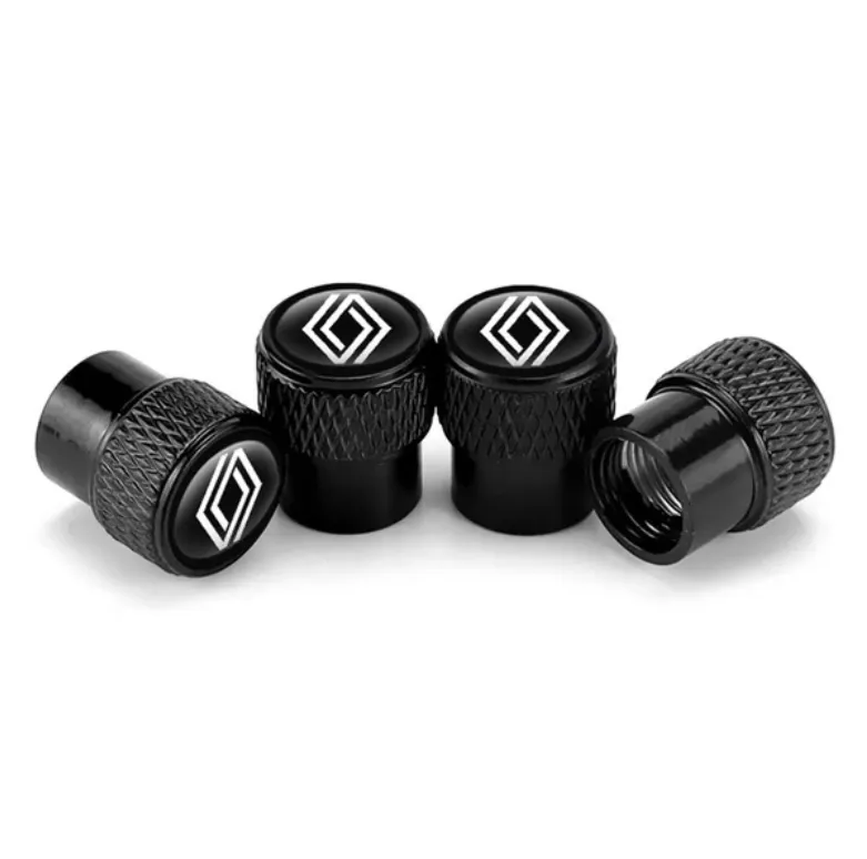 AVC-005-RENAULT-01, RENAULT Emblem Aluminium Tyre Air Valve Caps - GLOSS BLACK