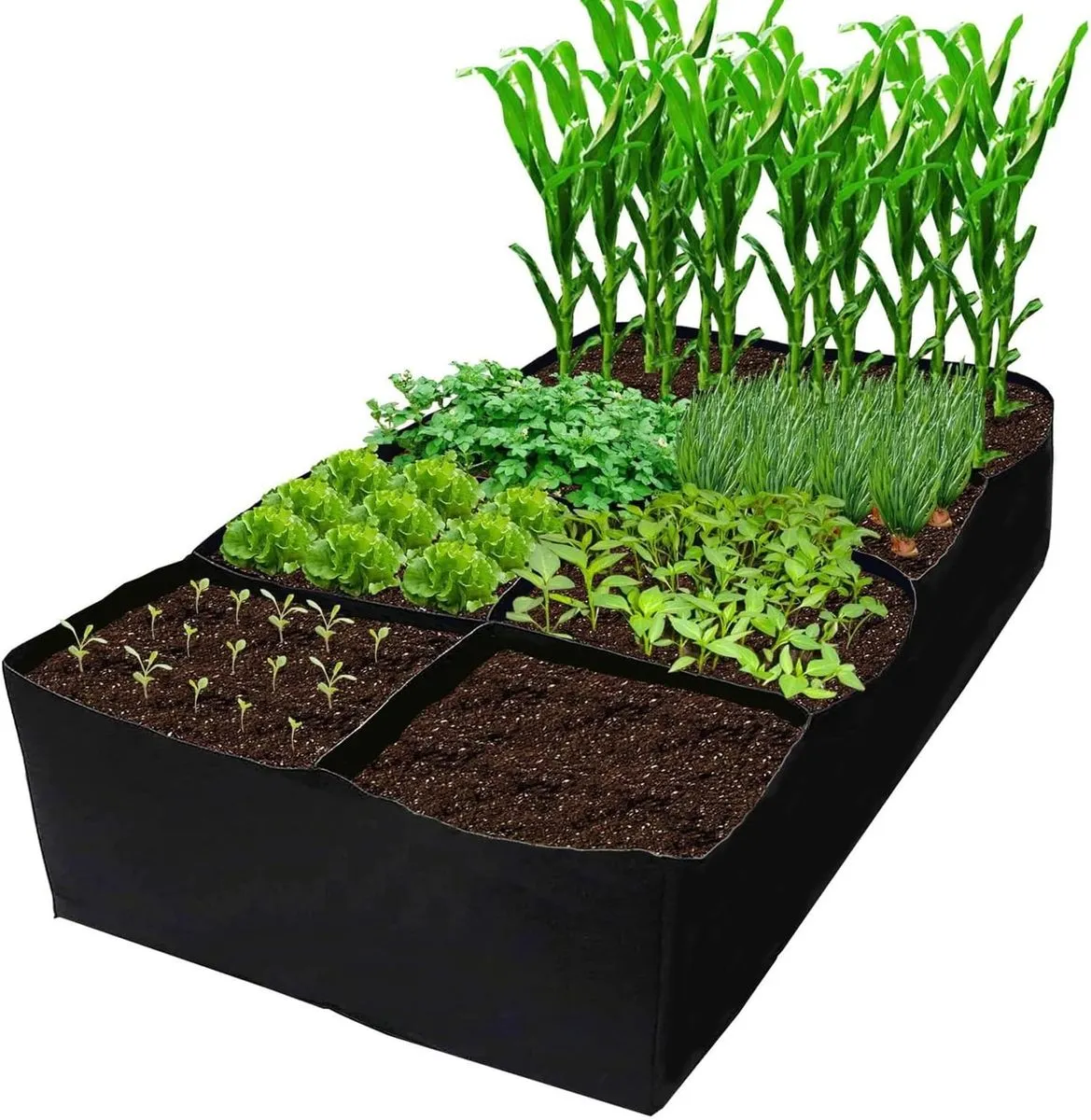 Plant Grow Bags Garden 8 Grids Divided Fabric for Vegetables Flowers