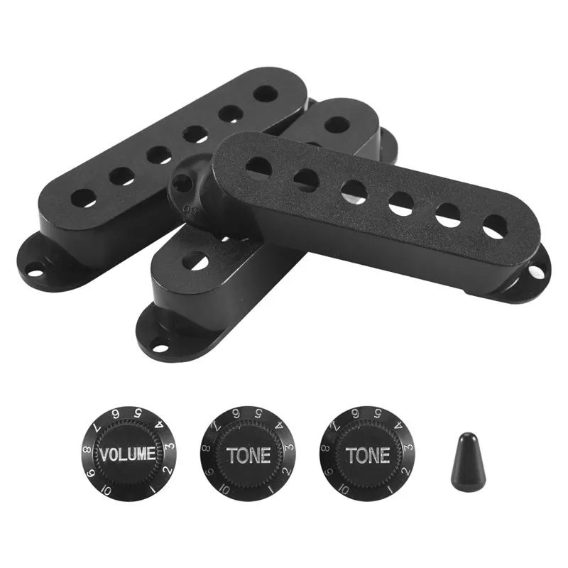 3Pcs Durable Guitar Pickup Cover Volume Tone Knobs Tip Set Black