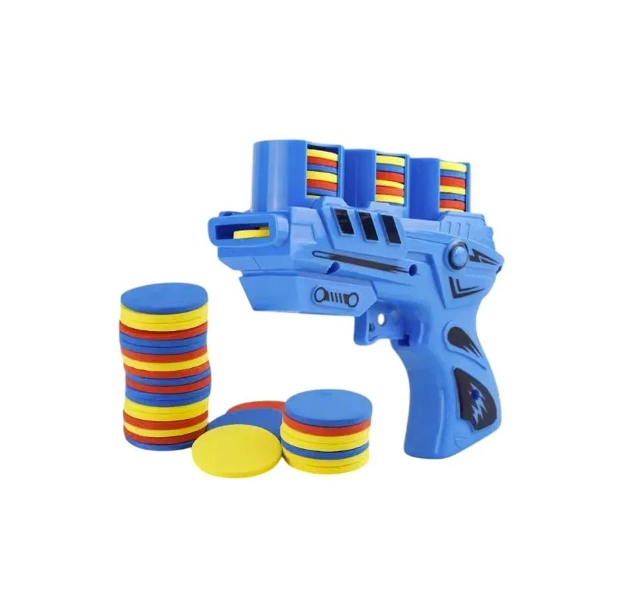Boss Flying Saucer Gun Launcher With 28 Foam Discs Eva Soft Bullets Toy - Blue