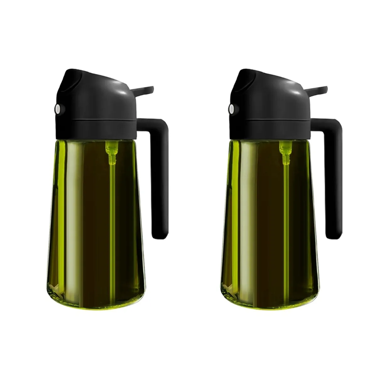 Green Glass Oil Sprayer for Cooking, Dual-Function Olive Oil Distributor, F