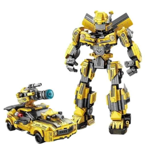 441 Pieces 2-In-1 Mecha Transforming Robot Building Blocks - Yellow