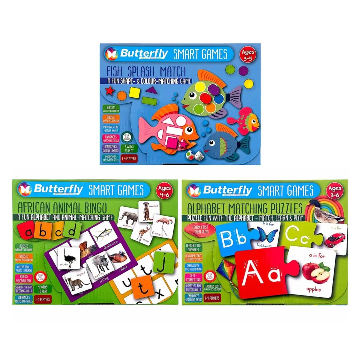 Butterfly Smart Games - Early Literacy & Matching Foundations Set (3-Pack)