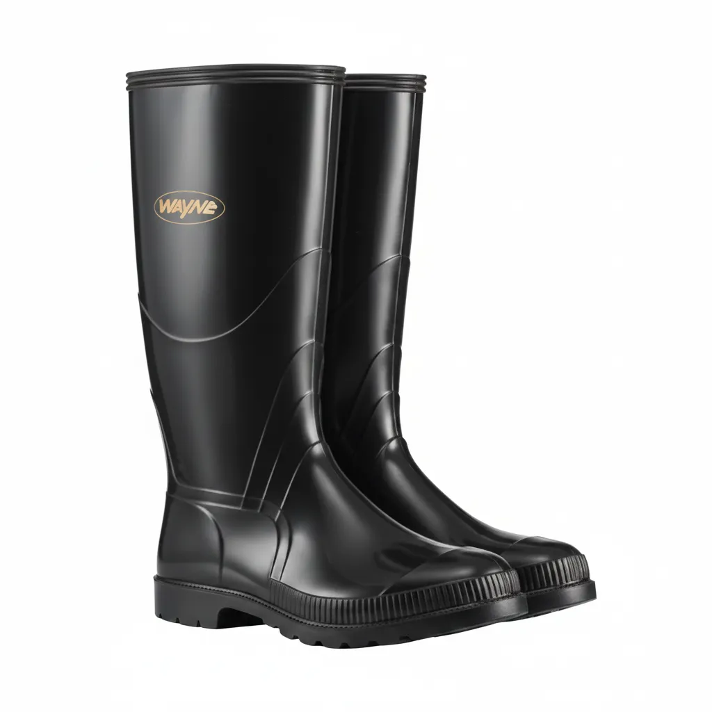 Gumboots Men's Knee-High Rubber Boots, Black, S5 Size - 2 Pack