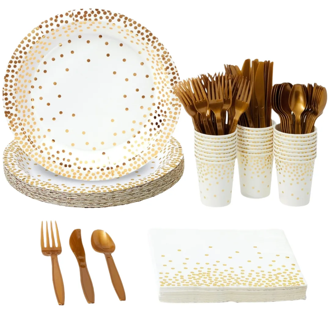 144 Piece Polka Dot Party Supplies
