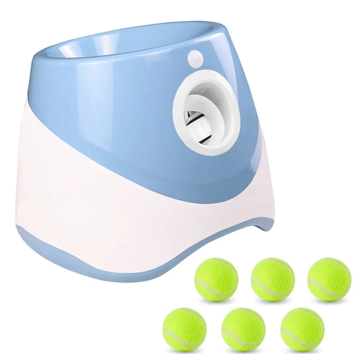 Automatic Dog Ball Launcher with 6 Tennis Balls 3 Distance Settings USB - Blue