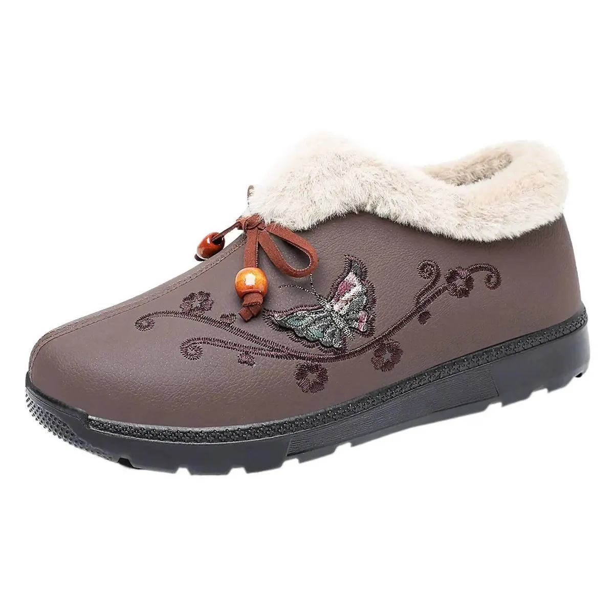 Women Elderly Winter Cotton Shoes Non Slip Soft Sole Embroidery
