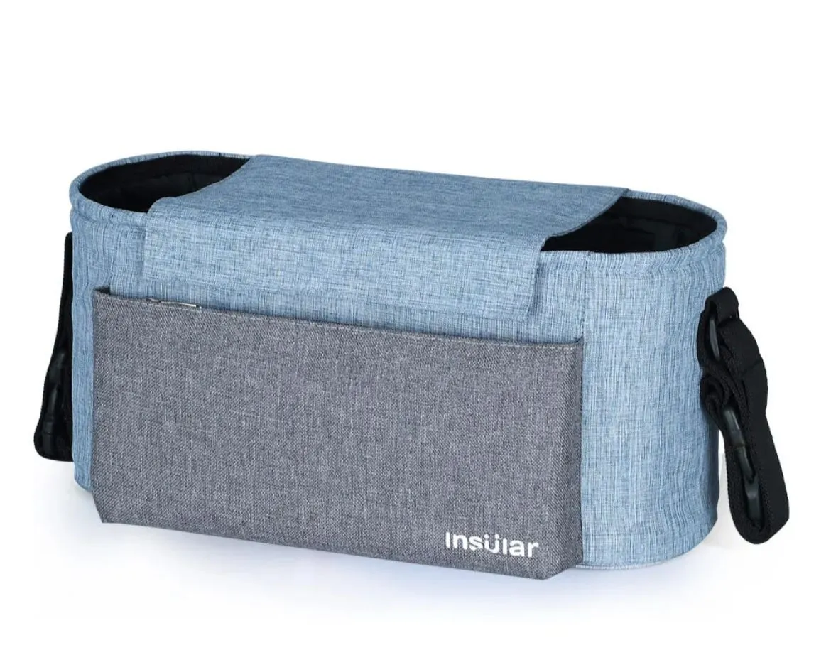 Waterproof Stroller Organizer bag Baby Changing Bag Bottle Storage Bag - Blue & Grey