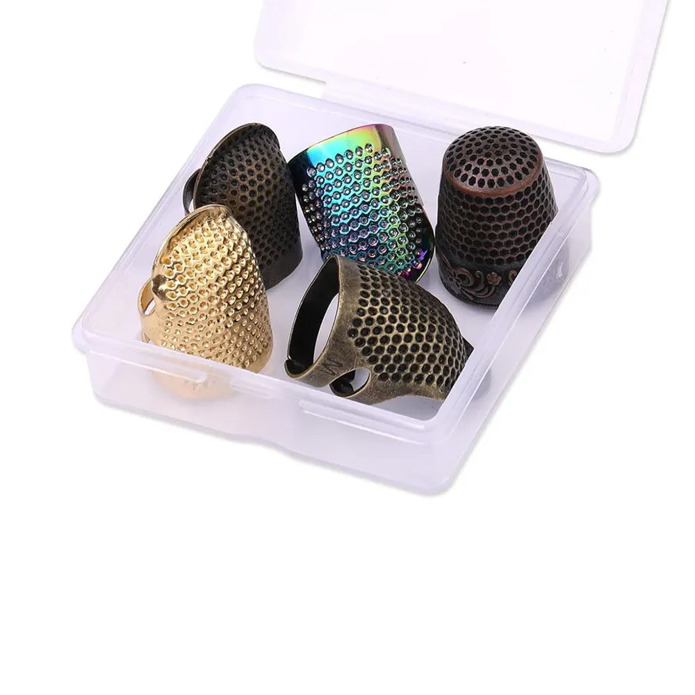 5 Pcs Sewing Thimbles Adjustable Sewing Thimble Finger Protector for DIY